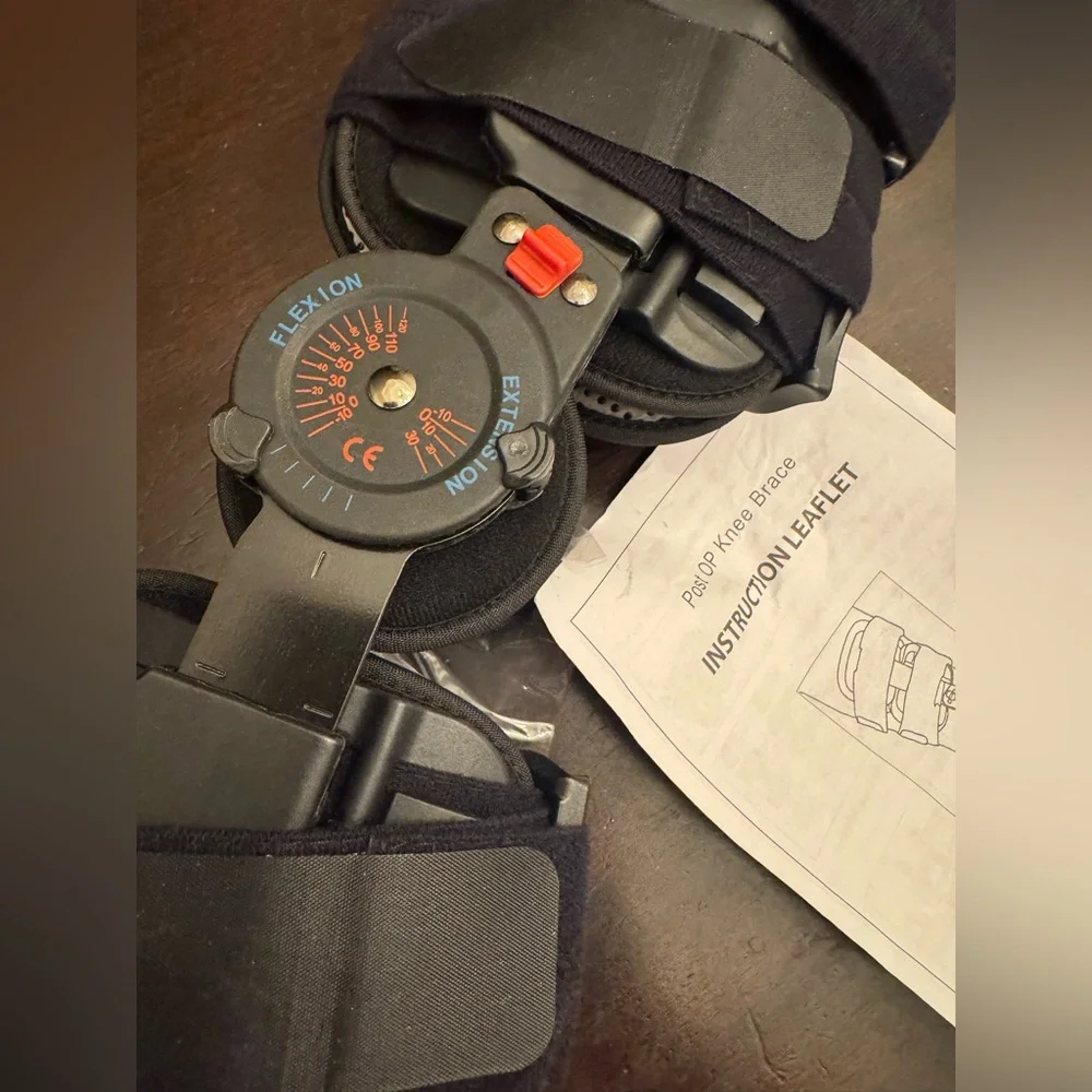 Adjustable Black Hinged Knee Brace with ROM Dial Support